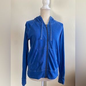 James Perse vintage terry zip up hoodie size 2. Blue